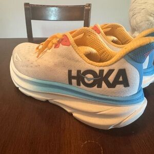 Hoka White and Blue Sneakers with Cushioned Midsole